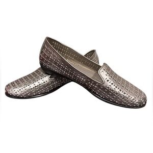 Aerosoles New Silver you betcha leather eyelet flats slip on loafer size 12